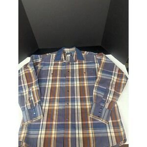 Vintage Wrangler Shirt Men's XXL Large Blue Plaid Flannel Pearl Snap Western XXL